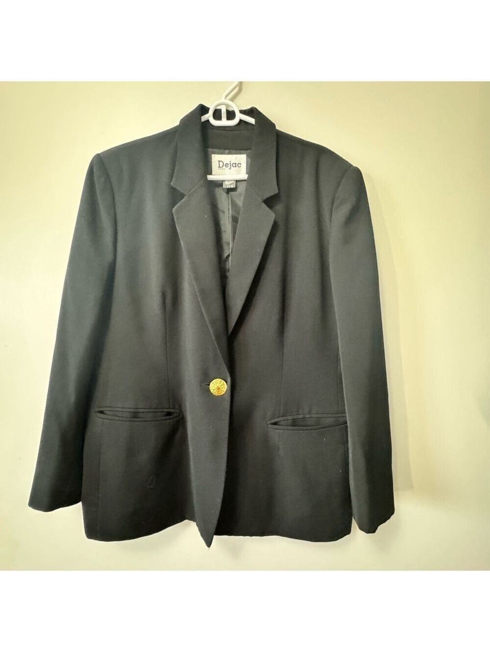 Vintage Dejac Paris Black Blazer 100% wool Large
